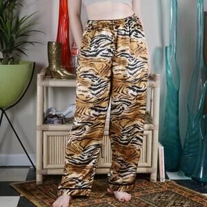 Y2k Victoria Secret tiger print polyester satin pajama pants